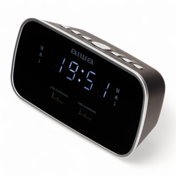 Ore Zgjuese me Radio FM, Dy Alarme dhe Mbushes USB AIWA CRU-19BK