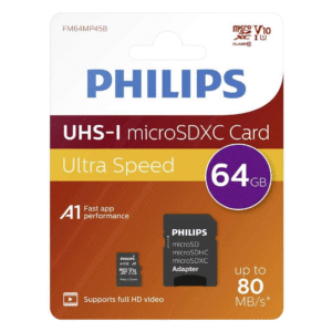 Kartë e memories Philips, micro SD, 64GB Class dhe adapter Philips