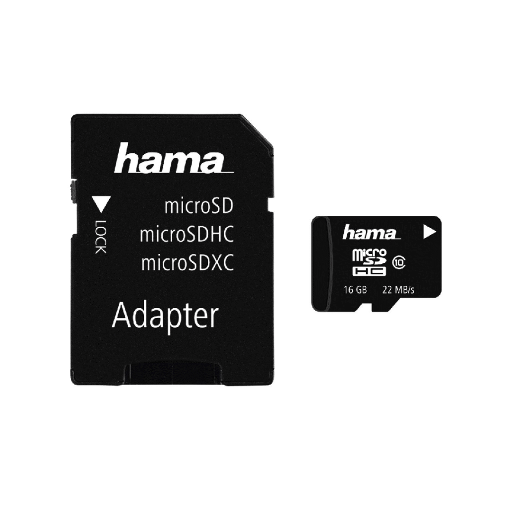 Kartë memorie SDHC Micro 16GB Class 10 Hama, 80 MB/s + Adapter 124150