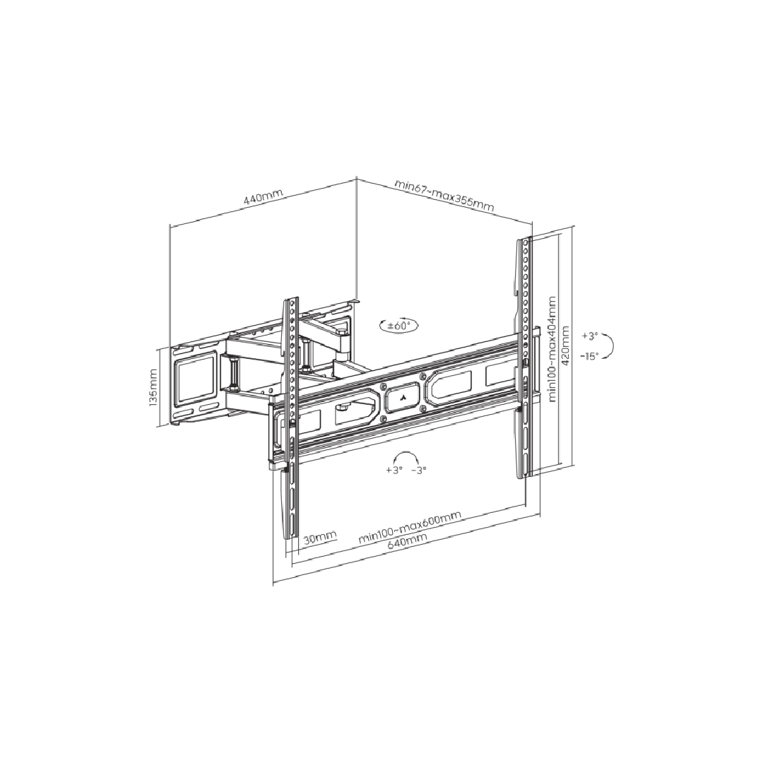 Mbajtëse për TV LCD SBOX PLB 3646, 37“- 80“ - Figura 2