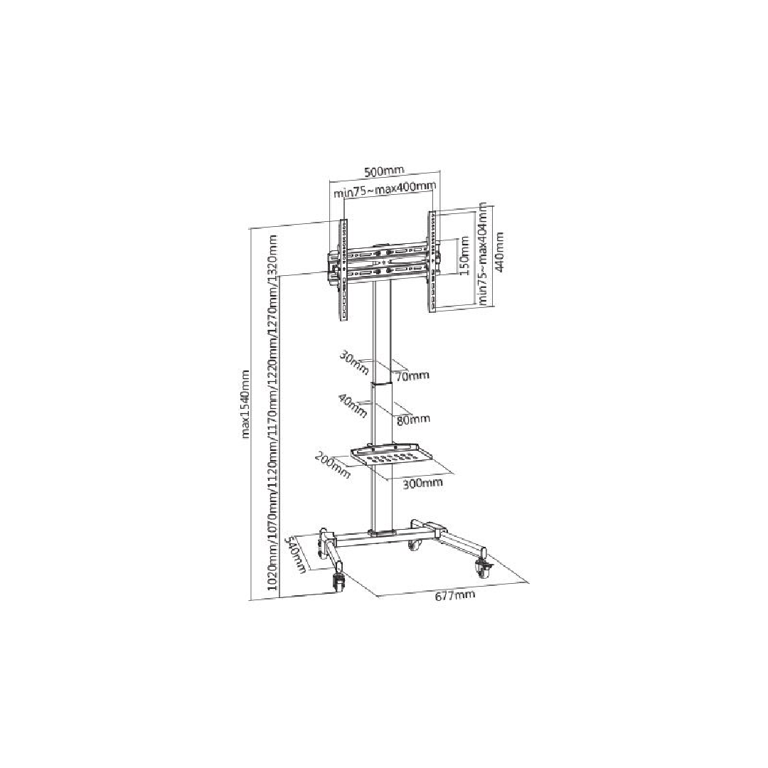 Mbajtëse e lëvizshme SBOX, FS-224, për TV LCD, 32″-55″ - Figura 2