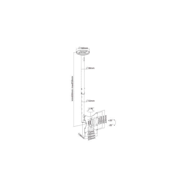 Mbajtëse për TV/Projektor Sbox CPLB-28S - Figura 2