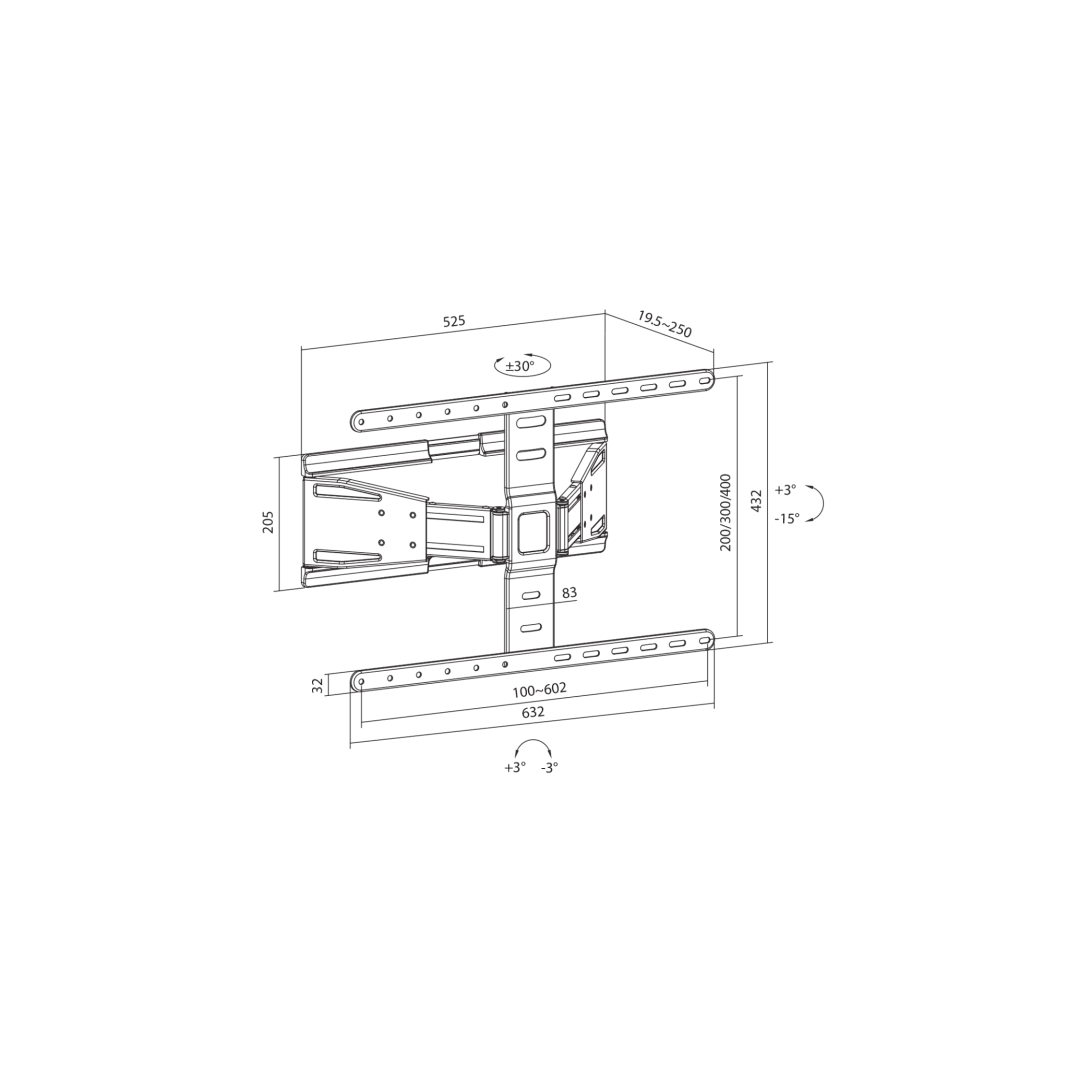 Mbajtëse për TV Sbox PLB-79464, Lëvizës, 43″-90″ inch - Figura 2