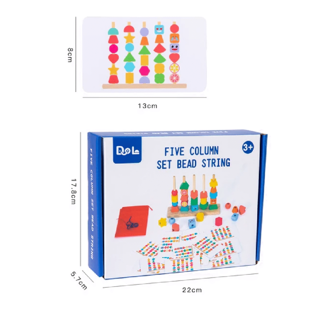 Lodër Druri për Fëmijë – Set me 5 Kolona dhe Rruaza për Varje  JT-001-12