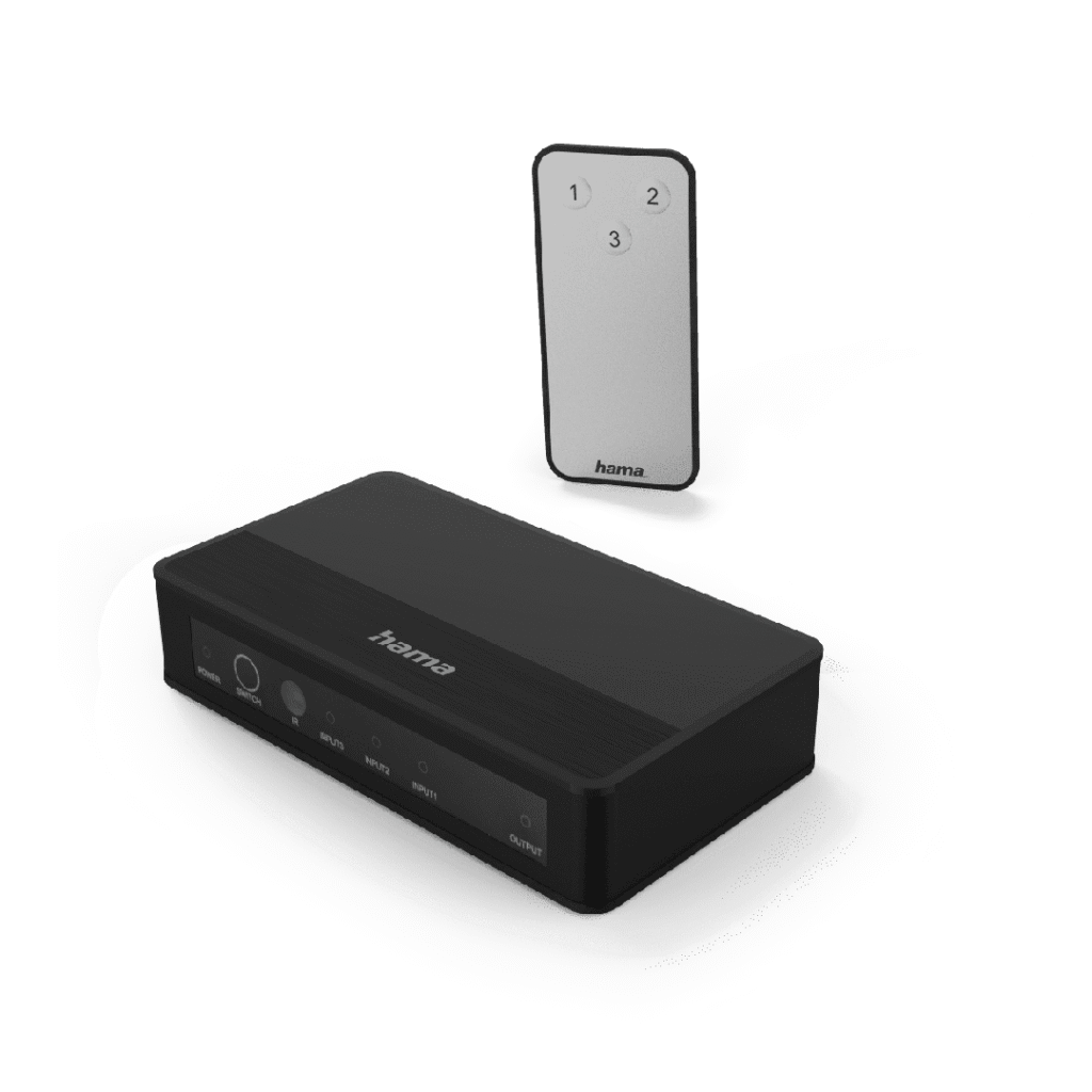 Shpërndarës sinjali me telekomandë Hama 4k-HDMI™3×1, i zi 121770