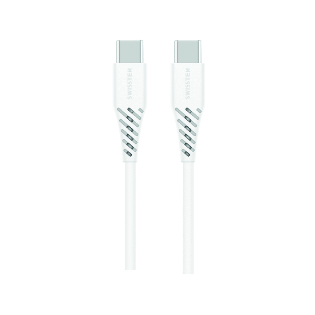 Kabllo Swissten TPE USB-C/USB-C, PD, 5A, (100W,) 1,5m, e bardhë