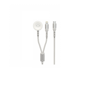 Kabllo karikuese Swissten 2në1 Apple Watch/Lightning, USB-C, e bardhë
