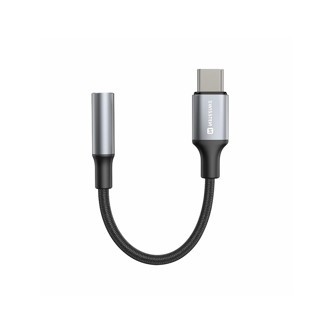 SWISSTEN AUDIO ADAPTER TEXTILE USB-C / 3.5mm AUX, 0.15M, E ZI