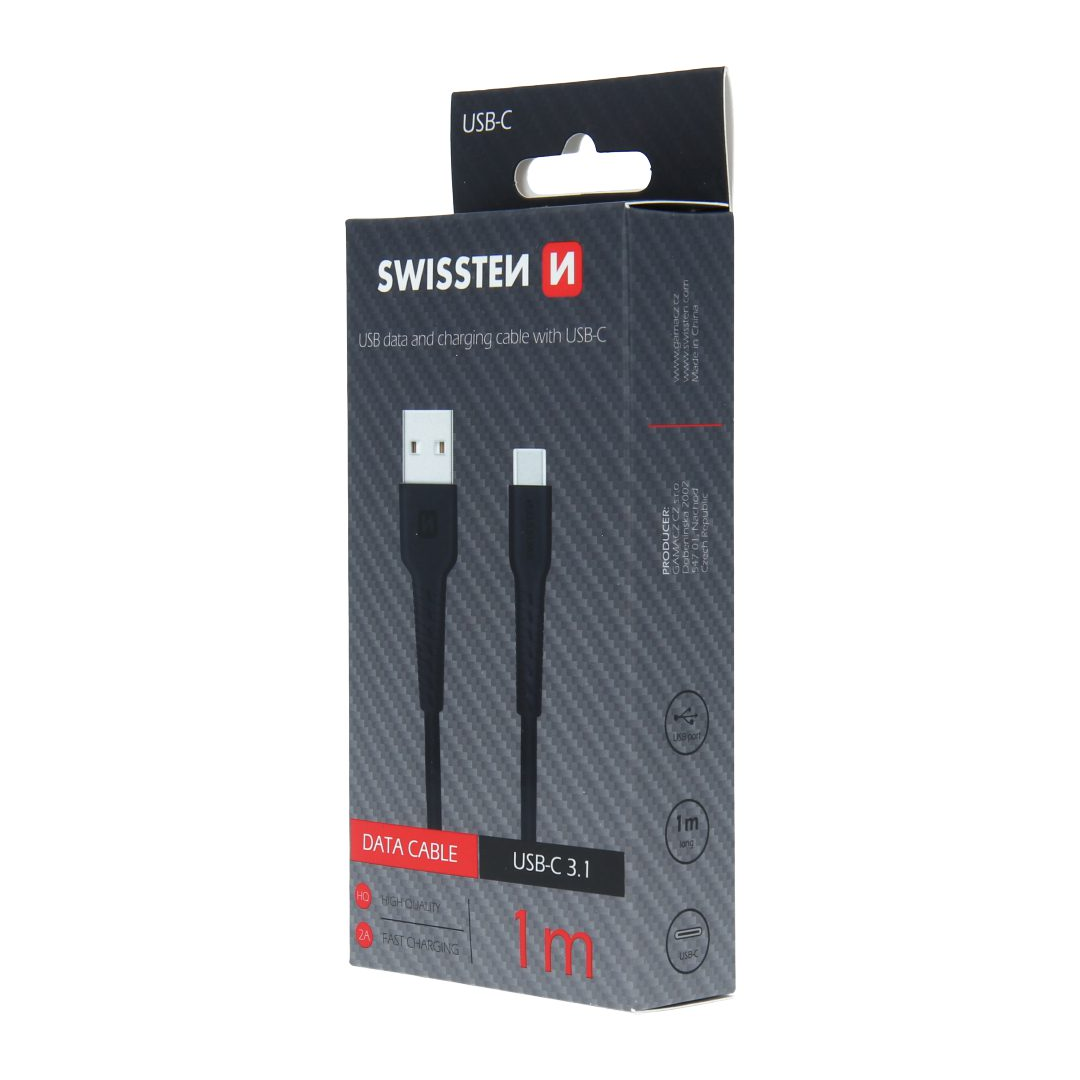 Kabllo Swissten USB / USB-C, 1.0m, e zezë - Figura 2