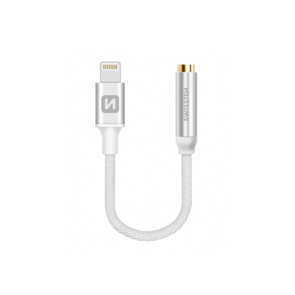 Adapter audio Swissten Lightning / 3.5mm, 0.15m, i argjendtë