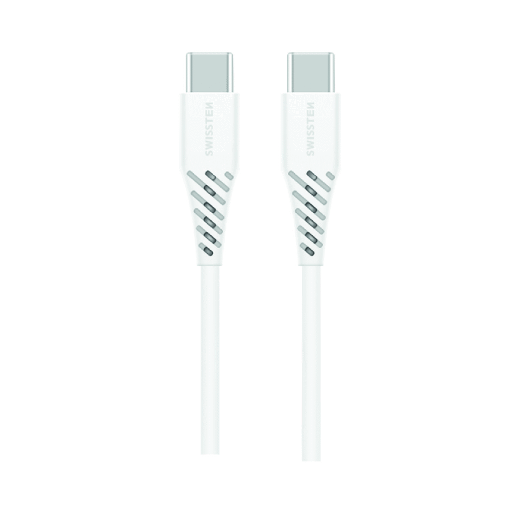 Kabllo Swissten TPE USB-C/USB-C, PD, 5A, (100W,) 1,5m, e bardhë