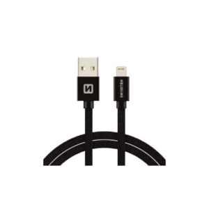 Kabllo tekstili Swissten Lightning, 3.0m, e zezë