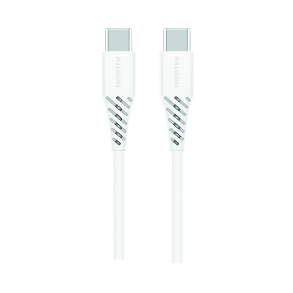 Kabllo Swissten TPE USB-C/USB-C, PD, 5A, (100W,) 2.5m, e bardhë