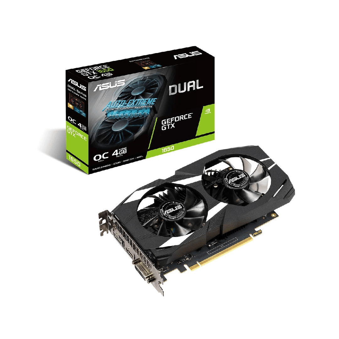 Karta Grafike Asus GTX 1650 4GB Dual O4GD6-P-EVO – GDDR6, HDMI, DVI, DisplayPort