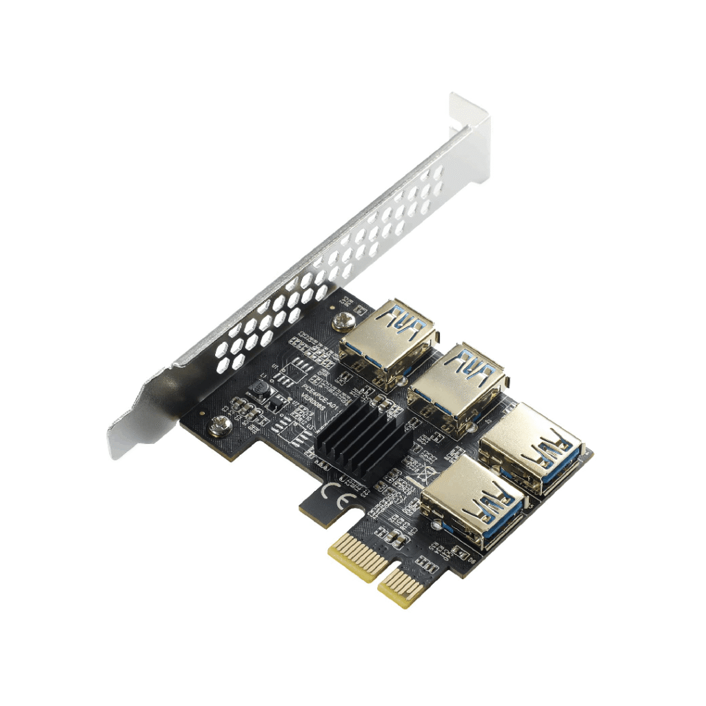 Extender PCI-E 1 to 4 Riser Card (Gold) – Zgjerues i Portave PCIe për Performancë Maksimale